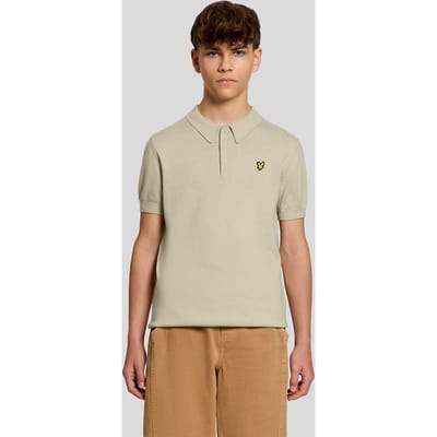 Lyle & Scott Knitted Polo Shirt Boys Polo's & T-shirts Jongens - Polo shirt - Beige - Maat 128/134