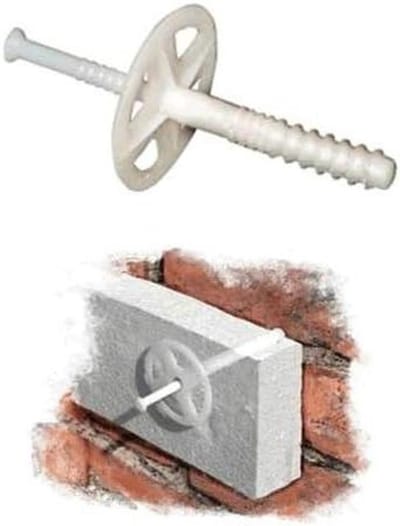 Pluggen voor isolatie - Bevestigingspluggen - Droge bevestigingen - Polypropyleen materiaal - 60 mm 250 stuks - Niet gespecificeerd