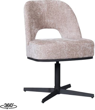 LABEL51 Port Grimaud Eetkamerstoel - Naturel - Haga - Zwart Metaal - Stoel - Eetkamerfauteuil