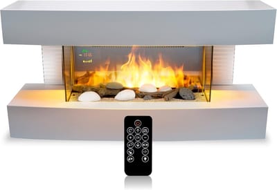Elektrische Sfeerhaard - Sfeerhaard Wit - Elektrische Haard met Vlammeneffect - 2000W Verwarming - LED Vuurbeeld - Met Afstandsbediening - Sfeerkachel - Bijverwarming - Realistisch Vlammeneffect - Elektrische Kachel - 230V - Modern Design