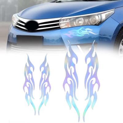 Dailygoods- Autostickers Set van 4 - Reflecterende Vlam Stickers - 3D Autostickers - Voor Auto/Truck - 18/30 cm - Hoogwaardige Reflecterende Vinyl