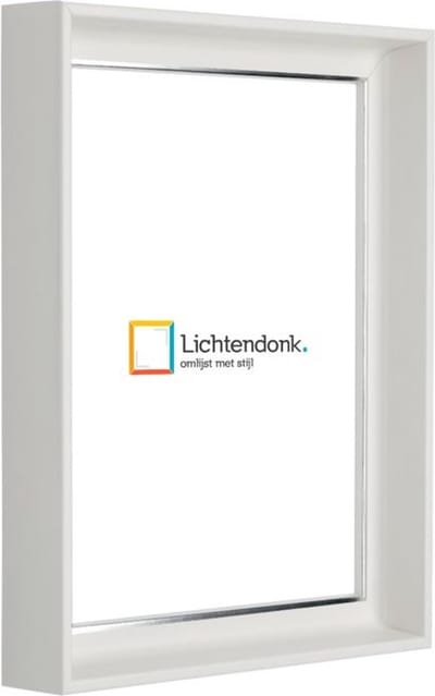 Luxe Fotolijst Wit met Zilverlijntje - Design - Fotomaat 11x15 - Ontspiegeld Glas - Art.nr. 058-002-004