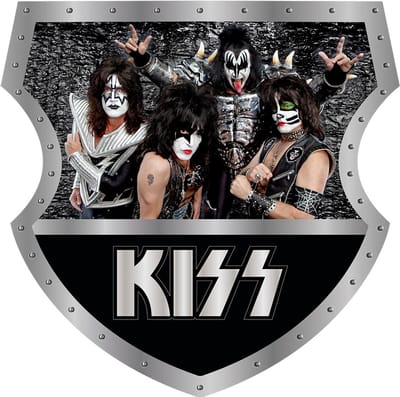 Signs USA - Muziek schild - boven recht - met Logo onder - Kiss - 40 x 40 cm