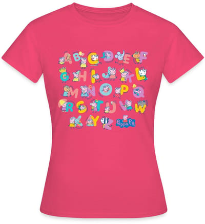 Peppa Pig Ontwerp Alfabet Met Peppa T-Shirt Dames