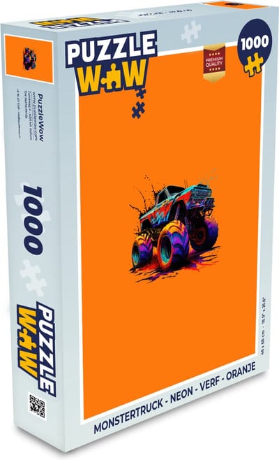 Puzzel Monstertruck - Neon - Verf - Oranje - Legpuzzel - Puzzel 1000 stukjes volwassenen