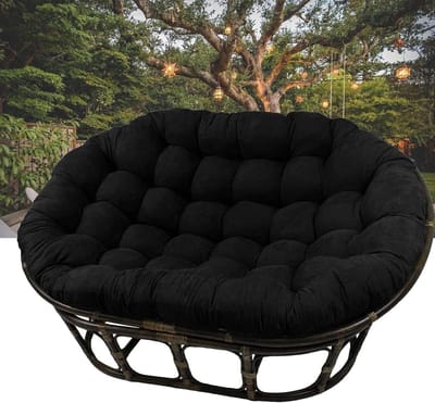 Papasan Stoel Kussen - Ronde Zit - Buiten Ontspannen - Waterdicht Oxford Stof - 170 x 119 cm - Zwart
