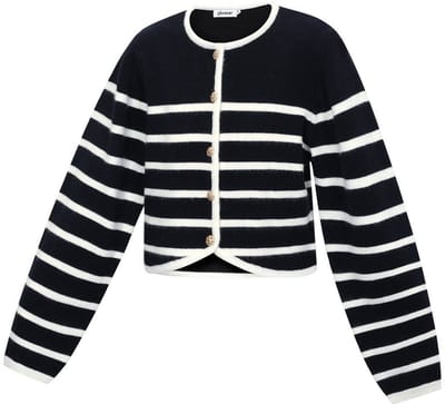 Comfortabel Gebreid Damesvest 'De Liefdevolle Streep' met Goudkleurige Knopen - Zwart - Maat S/M