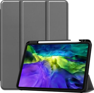 Hoesje - Geschikt voor Apple iPad Pro (2020) - 11 inch - Dun & Stevig - Trifold Bookcase - Hard Cover Case - Met Uitsparing Geschikt voor Apple Pencil - Hardcover Book - Tablet Hoes - Grijs