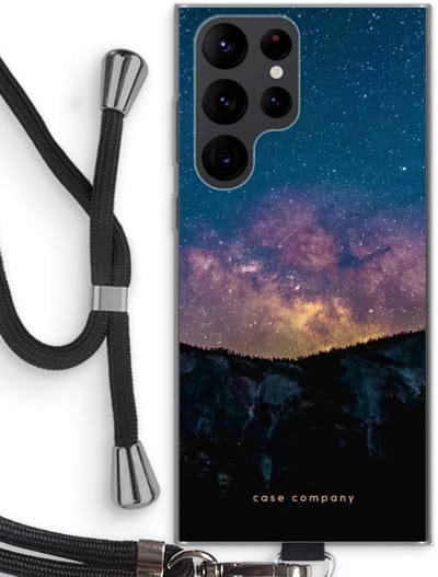 Case Company® - Hoesje met koord geschikt voor Samsung Galaxy S22 Ultra hoesje met Koord - Travel to space - Telefoonhoesje met Zwart Koord - Bescherming aan alle Kanten en Over de Schermrand
