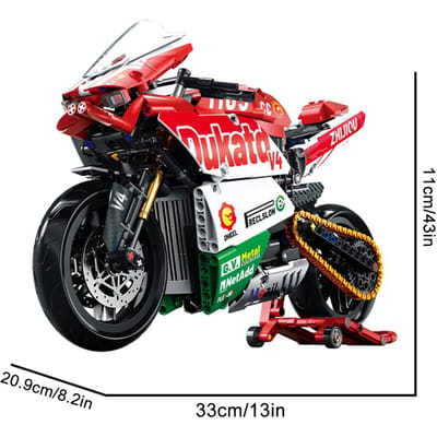 1:8 Ensemble de Briques de Construction de Moto Technique V4 Modèle de Super Moto Célèbre Kit de Construction Briques de Course Jouets Assemblés pour Adolescents Cadeaux Pour Enfant