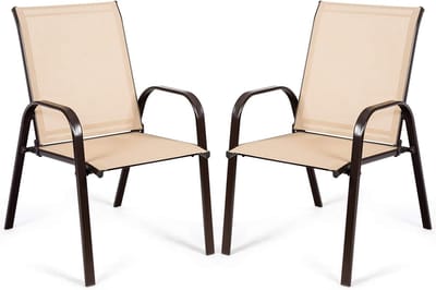 Set van 2 Bistro Tuinstoelen met Armleuning - Metalen Buitenstoelen
