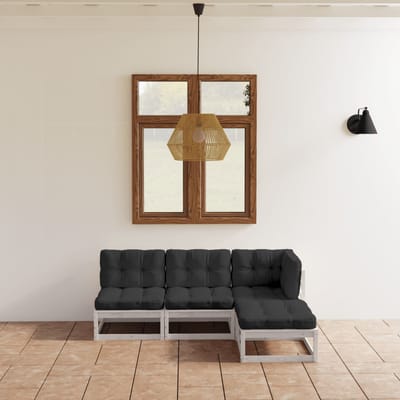 vidaXL - 4-delige - Loungeset - met - kussens - massief - grenenhout