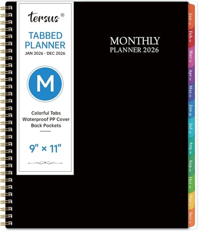 Grote Maandplanner 2026 (Januari - December) - Jaarkalender met Kleurrijke Tabs en Stevige Kaft