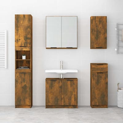 vidaXL - Badkamerkast - met - spiegel - 64x20x67 - cm - gerookt - eikenkleurig