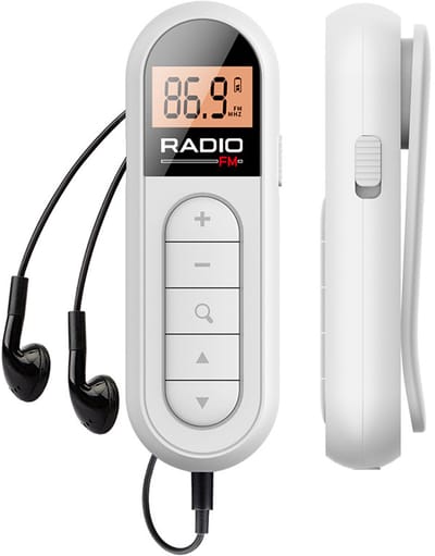 FM-radio, oplaadbare draagbare transistorradio met de beste ontvangst, digitale LCD-tuning met achtergrondverlichting, stereogeluid, riemclip voor joggen en wandelen