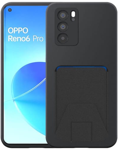 Geschikt voor Oppo Reno 6 Pro 5G Telefoonhoesje met Verstelbare Leren Pasjeshouder - Flexible Back Cover Case Siliconen TPU with Adjustable Leather Cardslot - Zwart - Smartphonica geschikt voor Oppo Reno6 Pro