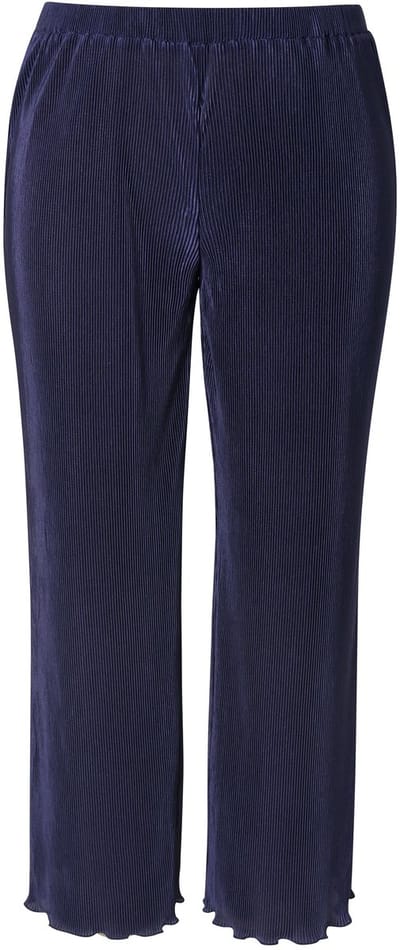 MIAMODA - Dames - Broek geplooid wijde pijpen - Nachtblauw - Maat 48