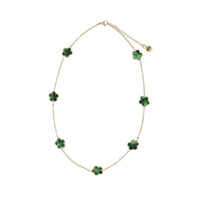 Manfield - Dames - Groene bloemetjes ketting - Maat 1
