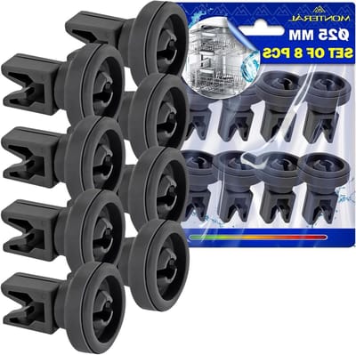 Vaatwasser Wielen - Bovenkorf Wieltjes - Soepel Laden - Duurzaam Hittebestendig - 8 Stuks Ø 25mm - Donkergrijs