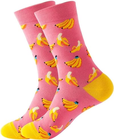 Tutti Footi - Grappige Sokken met Bananen - Roze/Geel - Dames/Heren sokken maat 37-42