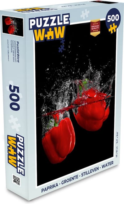 Puzzel Paprika - Groente - Stilleven - Water - Rood - Legpuzzel - Puzzel 500 stukjes