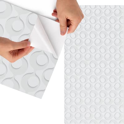 Tulup Meubelfolie - Geometrisch patroon Decoratiefolie - 75x150 cm - Wit Meubelfolie - Decoratiefolie Zelfklevend - Minimalist Meubelfolie - Meubelfolie Zelfklevend - Badkamer decoratie - Achtergronden en patronen
