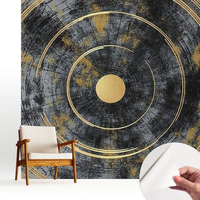 Wallfluent Zelfklevend Behang - Kosmische dynamiek Zelfklevend fotobehang - 250x250 cm - Zwart Zelfklevend Behang - Plakklare achterzijde - Voor de woonkamer, voor het kantoor, voor de hal Zelfklevend Behang