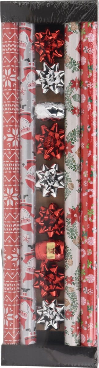 Kerst inpakpapier/cadeaupapier set - 13-delig - 200 x 70 cm - nordic print - inpakken