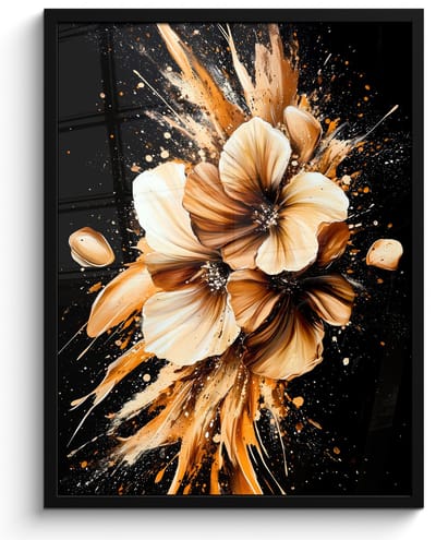 Poster in lijst - Fotolijst 50x70 cm - Posters - Bloemen - Goud - Graffiti - Zwart - Abstract - Posterlijst zwart - Decoratie - Wanddecoratie woonkamer - Muurdecoratie slaapkamer