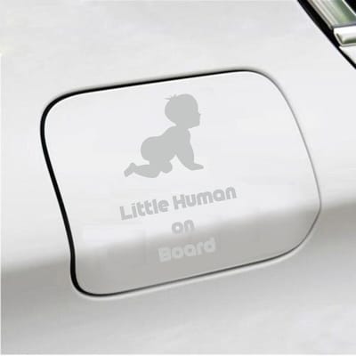 Bumpersticker - Little Human On Board - 10 X 15 - Licht Grijs