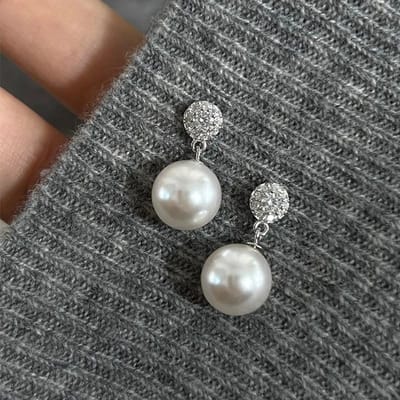 Temperament Wit Grijs Simulatie Parel Zirkoon Stud Oorbellen Voor Vrouwen Mode Oorbellen Sieraden Geschenken