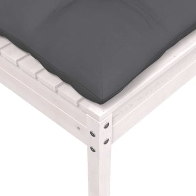 vidaXL - Tuinvoetenbank - met - antracietkleurig - kussen - grenenhout - wit