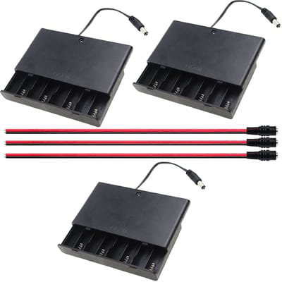 RUNCCI-YUN 3-Delige AA 12V Batterijhouder met Schakelaar en DC Plug voor DIY en CCTV