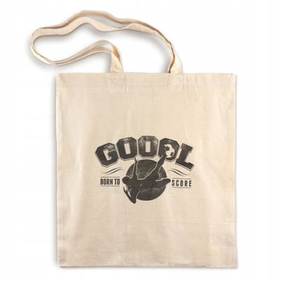 Ecru katoenen tas 38x42cm met lange hengsels - GOOOL Born To Score