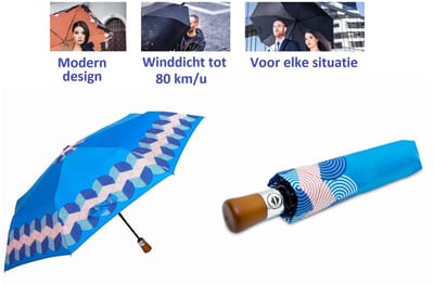 Paraplu voor dames, heren en familie. Automatische open en te sluiten paraplu. Stormparaplu - Winddicht tot 80 km/u. Lichtgewicht en Duurzaam - Ø 100 cm. Reisparaplu / Waterdicht / Automatisch /Telescoop: staal / Modern design / Hoge kwaliteit.