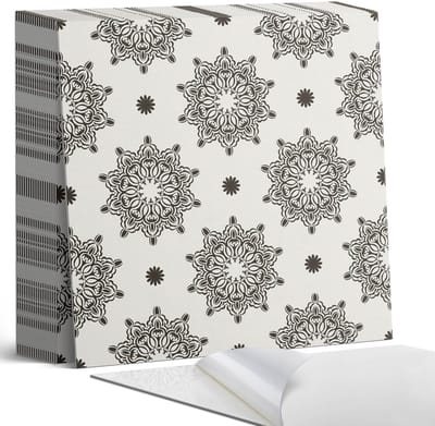 Coloray Plaktegels - Mandalapatroon in een raster Zelfklevende Tegels - 20 cm x 20 cm - Zwart Plaktegels - 20 stuks - Vierkant PVC Tegels - Plaktegels Badkamer - Plaktegels Vloer - Vinyl Tegels - Wandtegel Zelfklevend