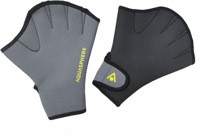 Aquasphere Swim Glove - Aquafitness Zwemhandschoenen - Volwassenen - Zwart/Geel - S