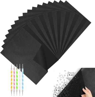 200 Vellen A4 Overdrachtpapier, Zwart Grafietpapier met 5 Pins voor Tekenpatronen op Hout, Stof en Canvas