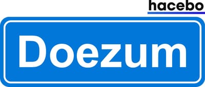 Hacebo - Plaatsnaam Sticker - 29x10 CM - Doezum sticker - Verkeersborden sticker - grappige cadeaus - Doezum