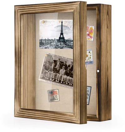 Dailygoods- Fotolijst 3D Retro - Houten Schaduwbox - Fotolijst 20x25 cm - Wandmontage - Magnetische Deur - Hoogwaardige Steun - Schaduwdoos