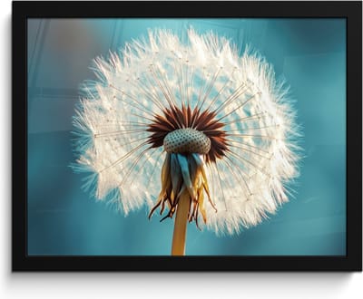 Poster in lijst - Fotolijst 40x30 cm - Posters - Paardenbloem - Natuur - Bloemen - Blauw - Posterlijst zwart - Decoratie - Wanddecoratie woonkamer - Muurdecoratie slaapkamer