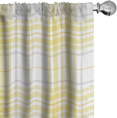 ABAKUHAUS – Voorhangen 2-delig – Mosterdkleurig en Lichtgrijs, 75×175 cm