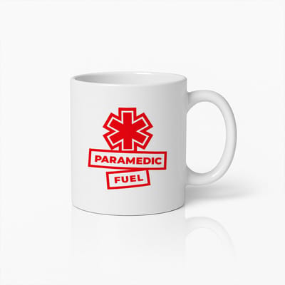 Paramedic Fuel Mok 330ml – Grappige Rode EHBO Symbool Beker – Perfect Cadeau voor Paramedici, Hulpverleners en Zorgmedewerkers