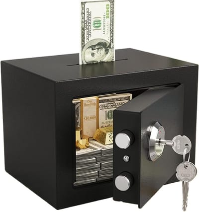 Kleine Kluis - Opbergbox Geld - Waardevolle Spullen Opbergen - Mechanisch Tandwiel Systeem - 23 x 23 x 23 cm