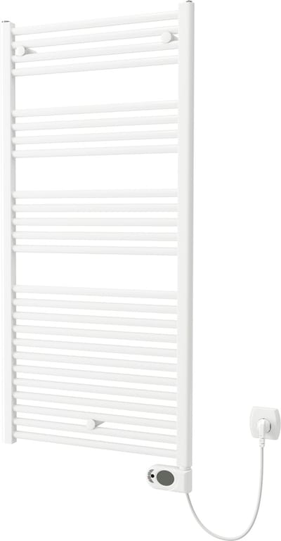 Plieger Elba Elektrische handdoekradiator – Handdoek verwarmer – Met klokthermostaat – 126.2 cm x 60 cm – 700 Watt – Wit