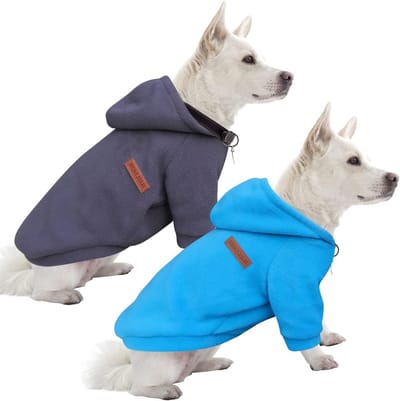 Hondenhoodie en Fleece Sweater voor Chihuahua's, Warm en Lichtgewicht, Zachte Textuur, Makkelijk Aan te Trekken, Set van 2 in Blauw en Grijs (L)