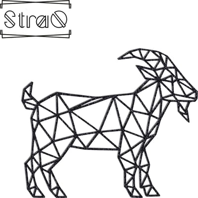 StraQ Zwarte Geometrische Geit 24 cm - Dier - Muurdecoratie - Wandversiering - Wanddecoratie - Rechts