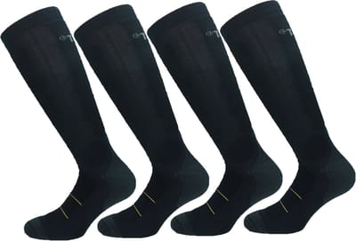 Caterpillar 4 Paar Heren Lange Compressiekousen - Kniehoogte - Trekking, Sport - Polyamide Zwart 39-42