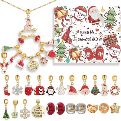 Kerst Adventskalender 2025 voor Meisjes met Sieraden - 24 Vullingen, DIY Sieraden Set, Perfecte Cadeaus voor Vrouwen en Tieners