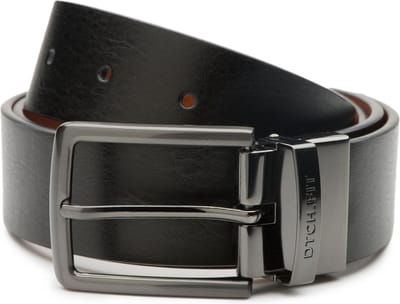 DTCH.FIT Reversible Leren riem Connor - Verstelbare gunmetal gesp - Riem Zwart & Cognac - Pantalon & Jeans Broekriem - 105cm - totale lengte 120cm